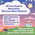 Welcome back on Wednesday, September 6 at 5:30pm on the LK Lawn, South 40.